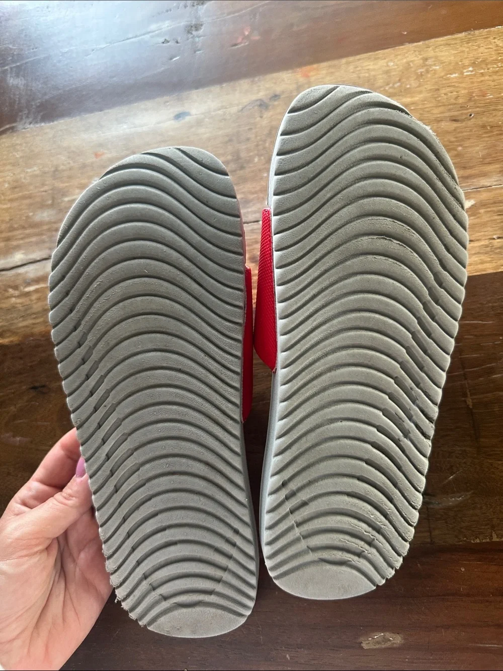 Nike Kids Red Slide Sandals with White Swoosh